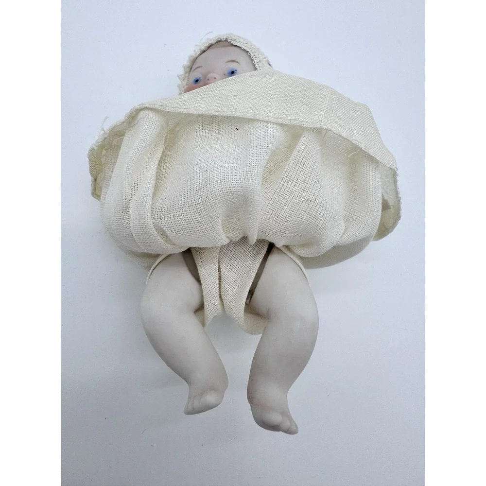 Vintage Porcelain Bisque Newborn Baby Doll in an‎ Original Shackman Japan